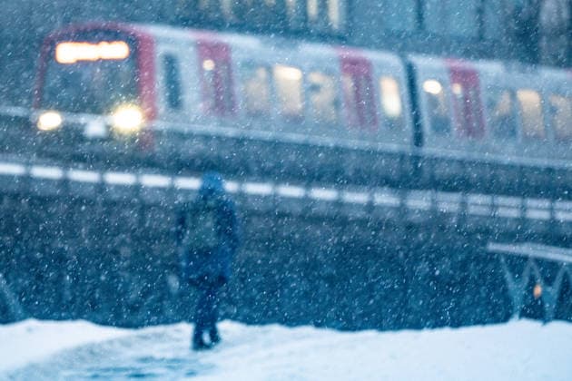 Winter weather at Hamburg Landungsbrücken Heavy snowfall in Hamburg, Hamburg Hamburg Germany Landungsbrücken