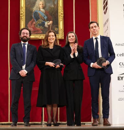08-01-2026 Madrid The Wall Street Journal Editor-in-chief Emma Tucker (2-L) and Laurent Richard (R), founder of Forbidden Stories, Queen Letizia (2-R) and El Mundo newspapers Editor-in-chief, Joaquin Manso during the 23rd presentation of the El Mundo international journalism awards at the royal academy of fine arts of San Fernando in Madrid. Â  Copyright: xPPEx