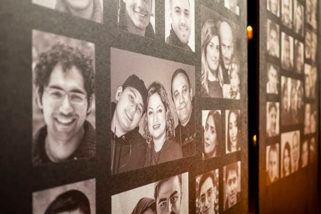 January 8, 2026, Toronto, On, CANADA: A panel with pictures of victims is seen at the ceremony commemorating the six-year anniversary of the downing of Ukraine International Airlines Flight PS752 in Iran, Richmond Hill, Ont., Thursday, Jan. 8, 2026. Toronto CANADA  - ZUMAc35_ 20260108_zaf_c35_017 Copyright: xEduardoxLimax