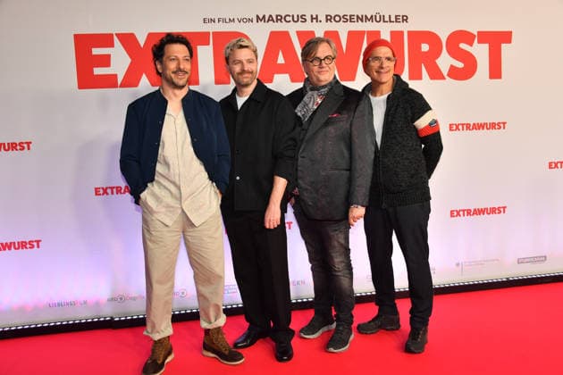 Fahri Yardim, Friedrich Mücke Hape Kerkeling and Christoph Maria Herbs, Premiere Extrawurst Mathäser Filmpalast Munich 08 January 2026