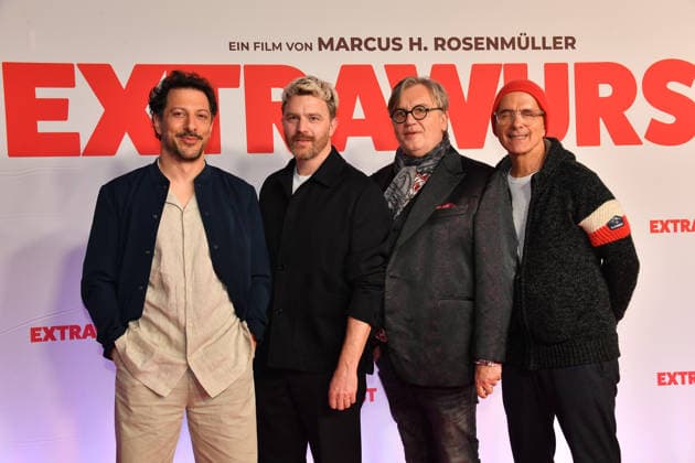 Fahri Yardim, Friedrich Mücke Hape Kerkeling and Christoph Maria Herbs, Premiere Extrawurst Mathäser Filmpalast Munich 08 January 2026