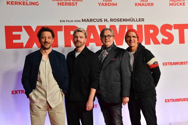 Fahri Yardim, Friedrich Mücke Hape Kerkeling and Christoph Maria Herbs, Premiere Extrawurst Mathäser Filmpalast Munich 08 January 2026