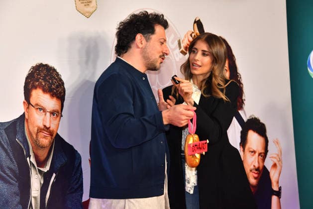 Fahri Yardim and Cathy Hummels at the Extrawurst movie premiere at the Mathaeser Filmpalast in Munich on 8 01 2026 in Munich Extrawurst movie premiere in Munich