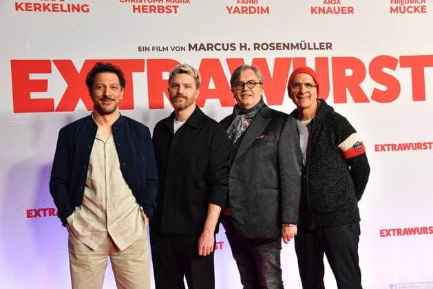 Fahri Yardim, Friedrich Muecker, Hape Kerkeling and Christoph Maria Herbst at the Extrawurst film premiere at the Mathaeser Filmpalast in Munich on 8 01 2026 in Munich Extrawurst film premiere in Munich
