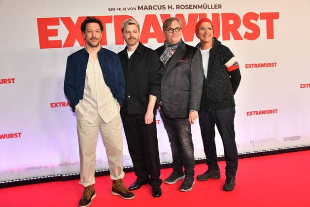 Fahri Yardim, Friedrich Muecker, Hape Kerkeling and Christoph Maria Herbst at the Extrawurst film premiere at the Mathaeser Filmpalast in Munich on 8 01 2026 in Munich Extrawurst film premiere in Munich