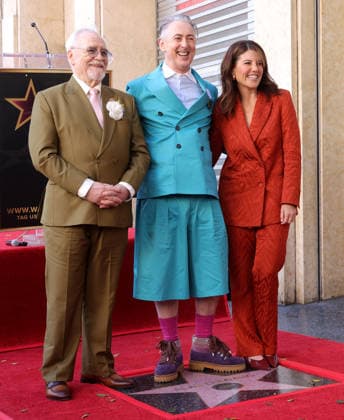 Brian Cox, Alan Cumming and Monica Lewinsky attend an unveiling ceremony honoring Alan Cumming with the 2,832nd star on the Hollywood Walk of Fame in Los Angeles on Thursday, January 08, 2026.  LAP20260108872 GREGxGRUDT