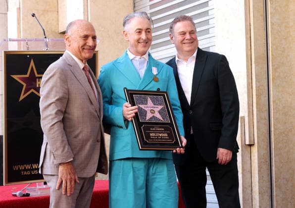 Steven Nissen, President & CEO, Hollywood Chamber of Commerce, Alan Cumming and Jerry Neuman, Executive Committee Member, Hollywood Chamber of Commerce attend an unveiling ceremony honoring Alan Cumming with the 2,832nd star on the Hollywood Walk of Fame in Los Angeles on Thursday, January 08, 2026.  LAP20260108893 GREGxGRUDT