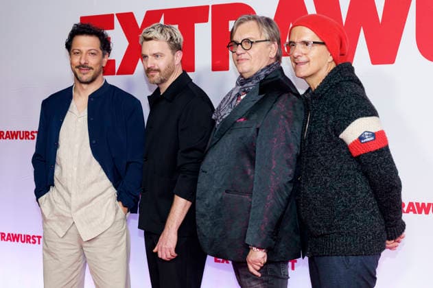 Fahri Yardim, Friedrich Mücke, Hape Kerkeling and Christoph Maria Herbst at the premiere of the movie Extrawurst at Mathäser Filmpalast Munich, 08 01 2026 Foto:xN.xKolinzx xFuturexImagex extrawurst_6506