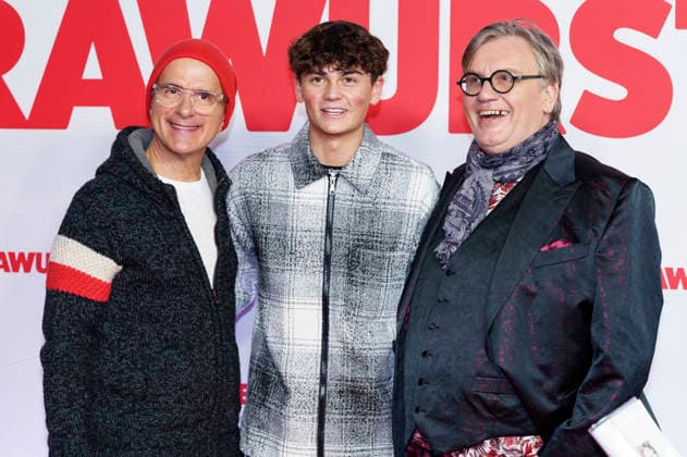 Christoph Maria Herbst, Benedikt Kalcher and Hape Kerkeling at the premiere of the movie Extrawurst at Mathäser Filmpalast Munich, 08 01 2026 Foto:xN.xKolinzx xFuturexImagex extrawurst_6508