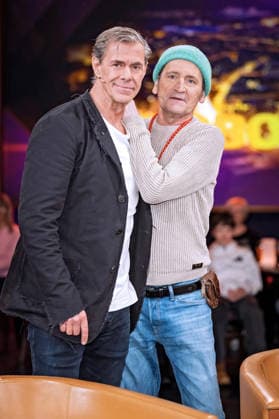 MDR Riverboat actor Ingo Naujoks and Sven Martinek on the occasion of the recording of the MDR talk show Riverboat on 09 01 2026 at Mediacity Leipzig 20260109SFL0008
