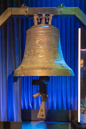 Kölner Treff on January 09, 2026 The picture shows the Peace Bell The musician and songwriter Michael Patrick Kelly has had such a bell made from melted-down weapons The