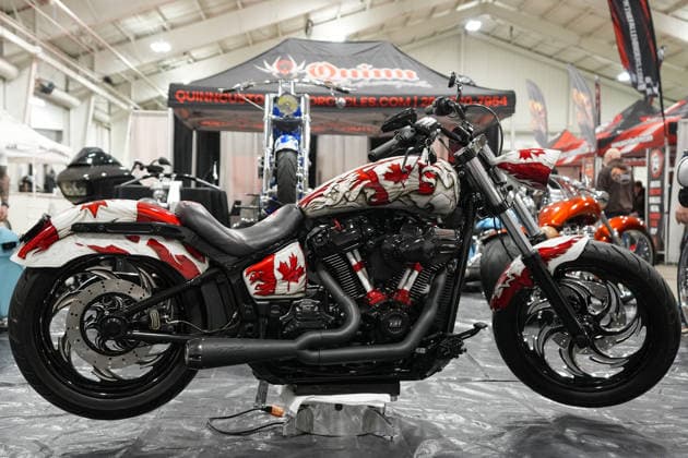 2026 North American International Motorcycle Supershow TORONTO, CANADA - JANUARY 9 : A custom motorcycle is seen at the 50th annual North American International Motorcycle Supershow at the International Centre in Mississauga, Ontario, Canada on January 9, 2026. Mert Alper Dervis Anadolu Ontario Canada. Editorial use only. Please get in touch for any other usage.  Copyright: x2026xAnadoluxMertxAlperxDervisx