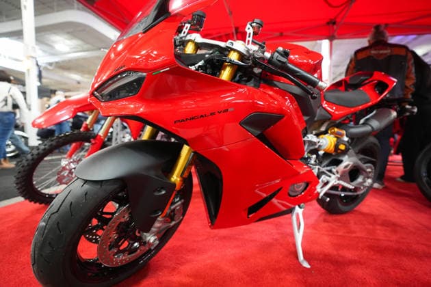 2026 North American International Motorcycle Supershow TORONTO, CANADA - JANUARY 9 : A Ducati Panigale V2 motorcycle is seen at the 50th annual North American International Motorcycle Supershow at the International Centre in Mississauga, Ontario, Canada on January 9, 2026. Mert Alper Dervis Anadolu Ontario Canada. Editorial use only. Please get in touch for any other usage.  Copyright: x2026xAnadoluxMertxAlperxDervisx