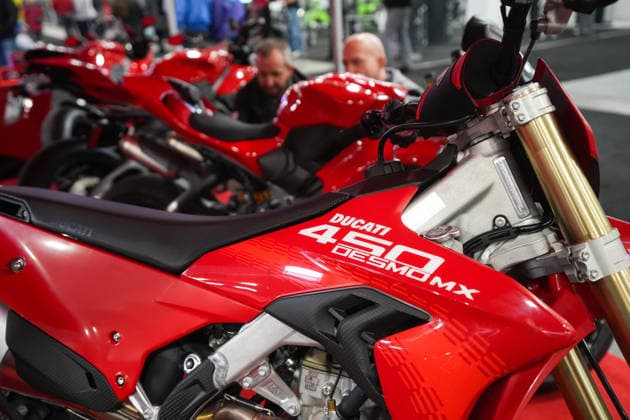 2026 North American International Motorcycle Supershow TORONTO, CANADA - JANUARY 9 : A Ducati 450 DESMO MX is seen at the 50th annual North American International Motorcycle Supershow at the International Centre in Mississauga, Ontario, Canada on January 9, 2026. Mert Alper Dervis Anadolu Ontario Canada. Editorial use only. Please get in touch for any other usage.  Copyright: x2026xAnadoluxMertxAlperxDervisx