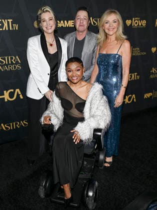 January 9, 2026, Beverly Hills, California, USA: (L-R) TRACIE LAYMON, FRENCH STEWART, LAUREN LOLO SPENCER and RACHEL BAY JONES attend the 2026 Astra Film Awards 2026 Astra Film Awards presented by the Hollywood Creative Alliance. Beverly Hills USA - ZUMAb173 20260109_aap_b173_001 Copyright: xBillyxBennightx