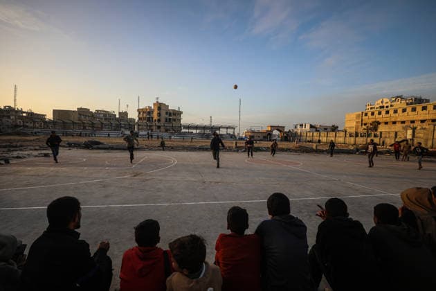 Displaced Palestinian youths play football on a destroyed pitch inside the devastated Islamic University in central Gaza City Displaced Palestinian youths play football on a destroyed pitch inside the devastated Islamic University in central Gaza City on January 10, 2026, trying to find moments of normalcy amidst the ongoing destruction and conflict in the Gaza Strip. Photo by Omar Ashtawy apaimages Gaza city Gaza Strip Palestinian Territory 100126_Gaza_OSH_00(14) Copyright: xapaimagesxOmarxAshtawyx xapaimagesx