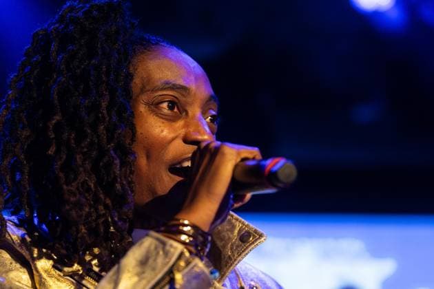 January 9, 2026, Bronx, New York, USA: Lakecia Benjamin speaks while performing with her band during Winter JazzFest Manhattan Marathon at Le Poisson Rouge in New York on January 9, 2026 Bronx USA - ZUMAr339 20260109_znp_r339_004 Copyright: xLevxRadinx