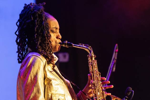 January 9, 2026, Bronx, New York, USA: Lakecia Benjamin performs with her band during Winter JazzFest Manhattan Marathon at Le Poisson Rouge in New York on January 9, 2026 Bronx USA - ZUMAr339 20260109_znp_r339_027 Copyright: xLevxRadinx