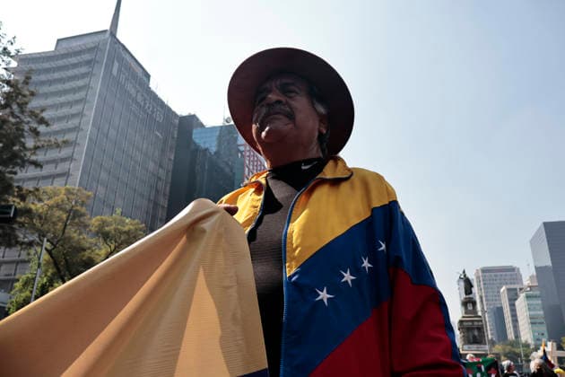 January 10, 2026, Mexico City, Cdmx, Mexico: Mexican protesters and social organizations are demonstrating against the actions of US President DONALD TRUMP against Venezuela and its former president, NICOLAS MADURO. With posters, giant banners, and Venezuelan flags, they are showing their support for MADURO and his vice president, DELCY RODRIGUEZ, who has assumed the presidency due to the country s situation. Chanting slogans like Yankees out of Latin America and Trump, imperialist terrorist, the protesters are demanding the immediate release of NICOLAS MADURO, whom they claim is being held captive by DONALD TRUMP. This comes as protests against these actions spread worldwide, with many believing TRUMP S true objective is to seize V - ZUMAp204 20260110_zip_p204_021 Copyright: xJosuexPerezx