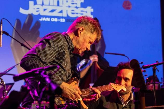 January 9, 2026, Bronx, New York, USA: Nels Cline on guitar performs songs from Lovers with orchestra under Michael Leonhart during Winter JazzFest Manhattan Marathon at Le Poisson Rouge in New York on January 9, 2026 Bronx USA - ZUMAr339 20260109_znp_r339_120 Copyright: xLevxRadinx