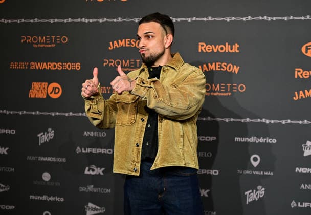 January 10, 2026, Madrid, Madrid, SPAIN: Content creators and guests pose on the black carpet during the third edition of the Army Awards, held on Saturday, January 10, at the Madrid Arena in Madrid. Known as the â€oeinternet anti-awards,†the ceremony honors the most viral moments, trends, and personalities from social media over the past year in a script-free gala hosted by Ceciarmy and Santiago Segura. In the image Pereira Madrid SPAIN - ZUMAz108 20260110_znp_z108_072 Copyright: xRichardxZubelzux
