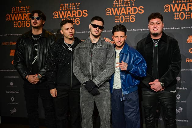 January 10, 2026, Madrid, Madrid, SPAIN: Content creators and guests pose on the black carpet during the third edition of the Army Awards, held on Saturday, January 10, at the Madrid Arena in Madrid. Known as the Ã¢â‚¬oeinternet anti-awards,Ã¢â‚¬Â the ceremony honors the most viral moments, trends, and personalities from social media over the past year in a script-free gala hosted by Ceciarmy and Santiago Segura. In the image RVFV Madrid SPAIN - ZUMAz108 20260110_znp_z108_076 Copyright: xRichardxZubelzux