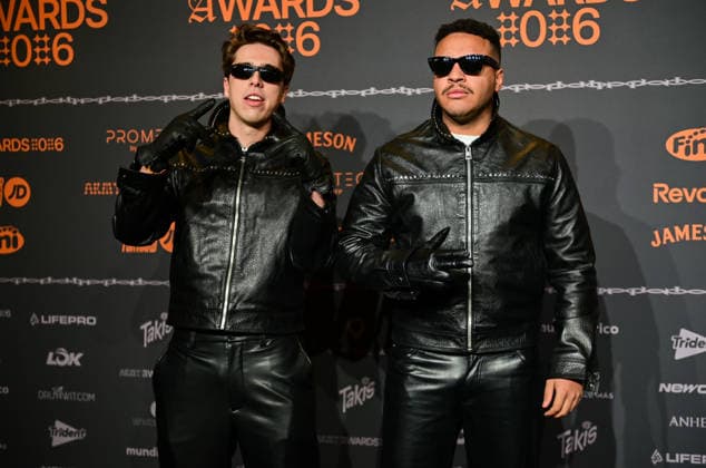 January 10, 2026, Madrid, Madrid, SPAIN: Content creators and guests pose on the black carpet during the third edition of the Army Awards, held on Saturday, January 10, at the Madrid Arena in Madrid. Known as the Ã¢â‚¬oeinternet anti-awards,Ã¢â‚¬Â the ceremony honors the most viral moments, trends, and personalities from social media over the past year in a script-free gala hosted by Ceciarmy and Santiago Segura. In the image Erra El Aslani and Juan Beato Madrid SPAIN - ZUMAz108 20260110_znp_z108_077 Copyright: xRichardxZubelzux