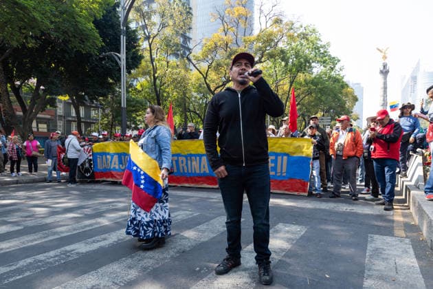 January 10, 2026, Mexico City, Mexico: Hundreds of people joined the March against Imperialism, from the Angel of Independence to Plaza Palestina Libre, following the capture of NICOLAS MADURO and his wife, CILIA FLORES, by US forces. Demonstrators expressed solidarity with the Venezuelan people. Mexico City Mexico - ZUMAl178 20260110_znp_l178_003 Copyright: xCristianxLeyvax