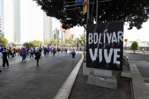 January 10, 2026, Mexico City, Mexico: Hundreds of people joined the March against Imperialism, from the Angel of Independence to Plaza Palestina Libre, following the capture of NICOLAS MADURO and his wife, CILIA FLORES, by US forces. Demonstrators expressed solidarity with the Venezuelan people. Mexico City Mexico - ZUMAl178 20260110_znp_l178_022 Copyright: xCristianxLeyvax