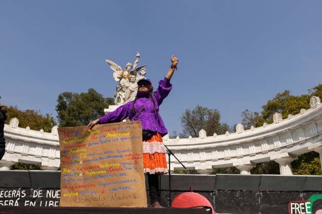 January 10, 2026, Mexico City, Mexico: Hundreds of people joined the March against Imperialism, from the Angel of Independence to Plaza Palestina Libre, following the capture of NICOLAS MADURO and his wife, CILIA FLORES, by US forces. Demonstrators expressed solidarity with the Venezuelan people. Mexico City Mexico - ZUMAl178 20260110_znp_l178_046 Copyright: xCristianxLeyvax