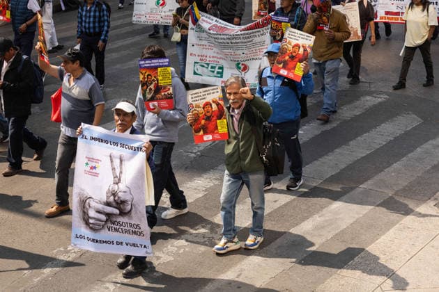January 10, 2026, Mexico City, Mexico: Hundreds of people joined the March against Imperialism, from the Angel of Independence to Plaza Palestina Libre, following the capture of NICOLAS MADURO and his wife, CILIA FLORES, by US forces. Demonstrators expressed solidarity with the Venezuelan people. Mexico City Mexico - ZUMAl178 20260110_znp_l178_051 Copyright: xCristianxLeyvax