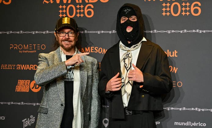 January 10, 2026, Madrid, Madrid, SPAIN: Content creators and guests pose on the black carpet during the third edition of the Army Awards, held on Saturday, January 10, at the Madrid Arena in Madrid. Known as the Ã¢â‚¬oeinternet anti-awards,Ã¢â‚¬Â the ceremony honors the most viral moments, trends, and personalities from social media over the past year in a script-free gala hosted by Ceciarmy and Santiago Segura. Madrid SPAIN - ZUMAz108 20260110_znp_z108_121 Copyright: xRichardxZubelzux