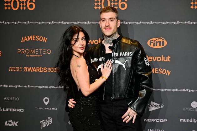 January 10, 2026, Madrid, Madrid, SPAIN: Content creators and guests pose on the black carpet during the third edition of the Army Awards, held on Saturday, January 10, at the Madrid Arena in Madrid. Known as the Ã¢â‚¬oeinternet anti-awards,Ã¢â‚¬Â the ceremony honors the most viral moments, trends, and personalities from social media over the past year in a script-free gala hosted by Ceciarmy and Santiago Segura. In the image Ale Neathea and Arnau Madrid SPAIN - ZUMAz108 20260110_znp_z108_176 Copyright: xRichardxZubelzux