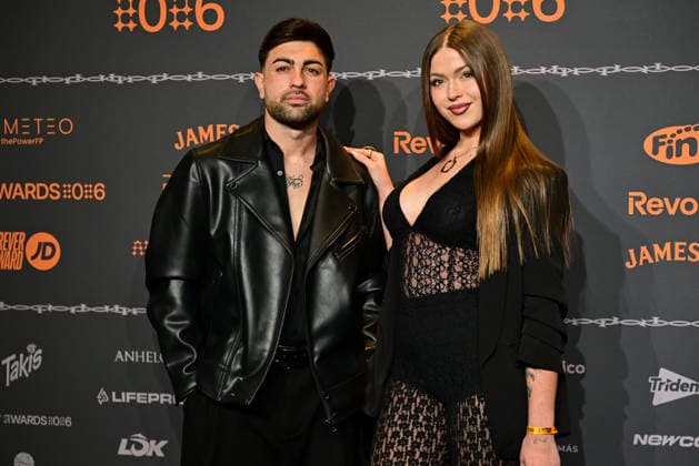January 10, 2026, Madrid, Madrid, SPAIN: Content creators and guests pose on the black carpet during the third edition of the Army Awards, held on Saturday, January 10, at the Madrid Arena in Madrid. Known as the Ã¢â‚¬oeinternet anti-awards,Ã¢â‚¬Â the ceremony honors the most viral moments, trends, and personalities from social media over the past year in a script-free gala hosted by Ceciarmy and Santiago Segura. In the image, oÂlvaro oÂlvarez and Andrea Bueno Madrid SPAIN - ZUMAz108 20260110_znp_z108_190 Copyright: xRichardxZubelzux