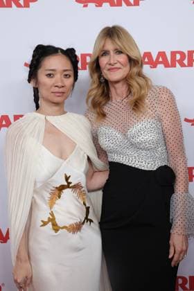 BEVERLY HILLS, CALIFORNIA - JANUARY 10:ChloÃ Zhao and Laura Dern at the 2026 Annual Movies for Grownups Awards with AARP at Beverly Wilshire, A Four Seasons Hotel on January 10, 2026 in Beverly Hills, California. Copyright: xAdmediax MediaPunchx