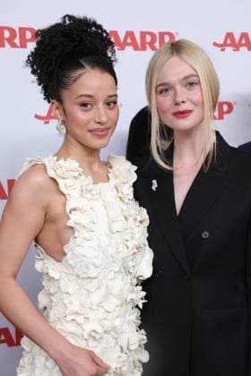 BEVERLY HILLS, CALIFORNIA - JANUARY 10:Chase Infiniti & Elle Fanning at the 2026 Annual Movies for Grownups Awards with AARP at Beverly Wilshire, A Four Seasons Hotel on January 10, 2026 in Beverly Hills, California. Copyright: xAdmediax MediaPunchx