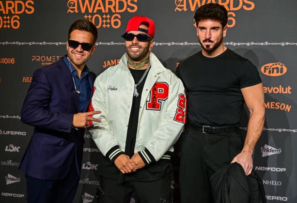 January 10, 2026, Madrid, Madrid, SPAIN: Content creators and guests pose on the black carpet during the third edition of the Army Awards, held on Saturday, January 10, at the Madrid Arena in Madrid. Known as the Ã¢â‚¬oeinternet anti-awards,Ã¢â‚¬Â the ceremony honors the most viral moments, trends, and personalities from social media over the past year in a script-free gala hosted by Ceciarmy and Santiago Segura. In the image Doble Nicky Jam Madrid SPAIN - ZUMAz108 20260110_znp_z108_195 Copyright: xRichardxZubelzux