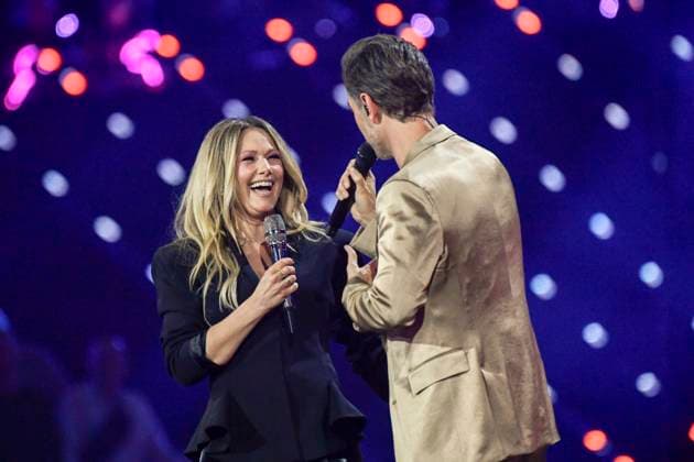 abb Florian Silbereisen presenter and Helene Fischer singer on stage at the ARD TV LIve program at the Schlagerchampions 2026 Das Grosse Fest der Besten on stage at the Velodrom on 10 01 2026 in Berlin Berlin Germany