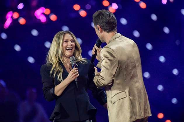 abb Florian Silbereisen presenter and Helene Fischer singer on stage at the ARD TV LIve program at the Schlagerchampions 2026 Das Grosse Fest der Besten on stage at the Velodrom on 10 01 2026 in Berlin Berlin Germany