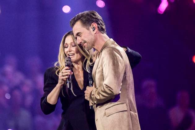abb Florian Silbereisen presenter and Helene Fischer singer on stage at the ARD TV LIve program at the Schlagerchampions 2026 Das Grosse Fest der Besten on stage at the Velodrom on 10 01 2026 in Berlin Berlin Germany
