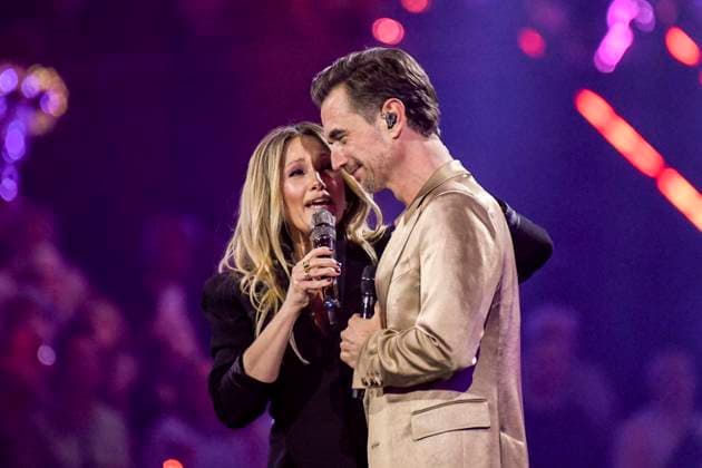 abb Florian Silbereisen presenter and Helene Fischer singer on stage at the ARD TV LIve program at the Schlagerchampions 2026 Das Grosse Fest der Besten on stage at the Velodrom on 10 01 2026 in Berlin Berlin Germany