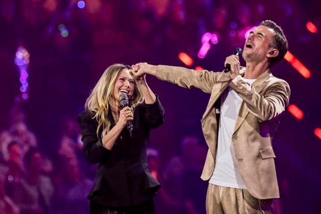 abb Florian Silbereisen presenter and Helene Fischer singer on stage at the ARD TV LIve program at the Schlagerchampions 2026 Das Grosse Fest der Besten on stage at the Velodrom on 10 01 2026 in Berlin Berlin Germany