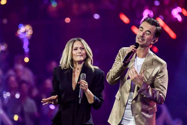 abb Florian Silbereisen presenter and Helene Fischer singer on stage at the ARD TV LIve program at the Schlagerchampions 2026 Das Grosse Fest der Besten on stage at the Velodrom on 10 01 2026 in Berlin Berlin Germany