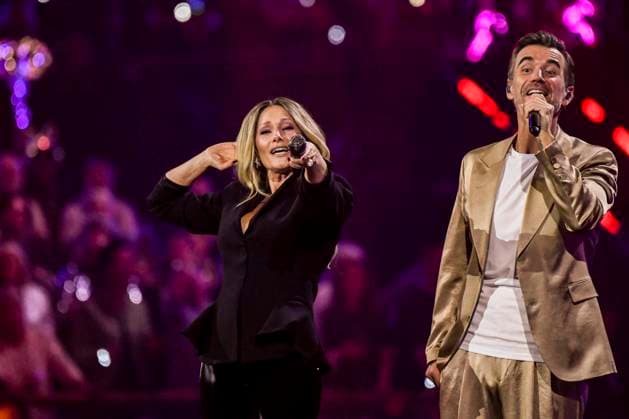 abb Florian Silbereisen presenter and Helene Fischer singer on stage at the ARD TV LIve program at the Schlagerchampions 2026 Das Grosse Fest der Besten on stage at the Velodrom on 10 01 2026 in Berlin Berlin Germany