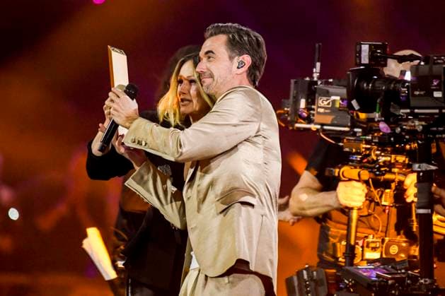 abb Florian Silbereisen presenter and Helene Fischer singer on stage at the ARD TV LIve program at the Schlagerchampions 2026 Das Grosse Fest der Besten on stage at the Velodrom on 10 01 2026 in Berlin Berlin Germany
