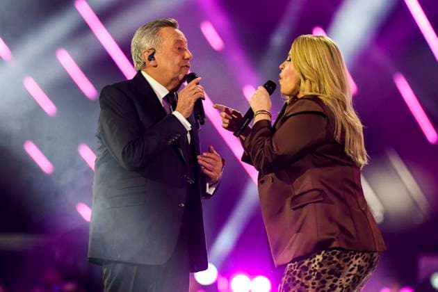 abb Roland Kaiser and Maite Kelly Saenger on stage at the ARD TV LIve program at the Schlagerchampions 2026 Das Grosse Fest der Besten on stage at the Velodrom on 10 01 2026 in Berlin Berlin Germany