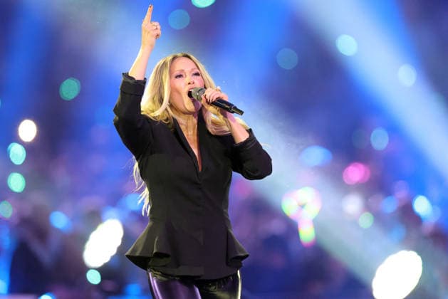Schlagerchampions 2026 Das grosse Fest der Besten Helene Fischer German pop singer dressed all in black ARD ORF2 music show Schlagerchampions Das grosse Fest der Besten Hosted by Florian Silbereisen Live broadcast from January 10, 2026 from the Velodrom Berlin, Germany
