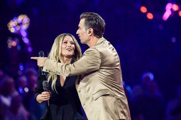 abb Florian Silbereisen presenter and Helene Fischer singer on stage at the ARD TV LIve program at the Schlagerchampions 2026 Das Grosse Fest der Besten on stage at the Velodrom on 10 01 2026 in Berlin Berlin Germany