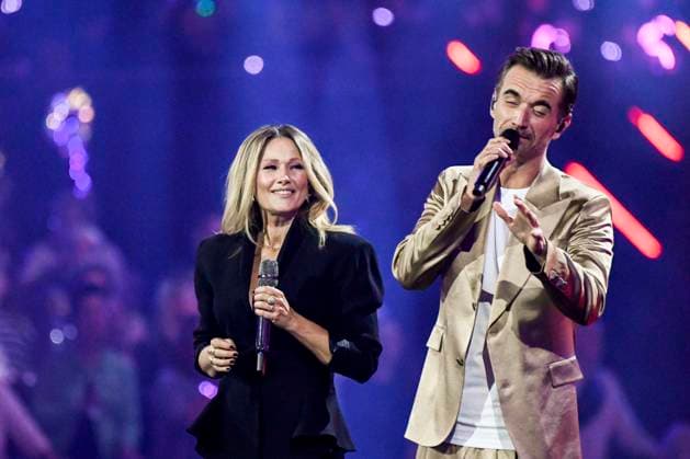 abb Florian Silbereisen presenter and Helene Fischer singer on stage at the ARD TV LIve program at the Schlagerchampions 2026 Das Grosse Fest der Besten on stage at the Velodrom on 10 01 2026 in Berlin Berlin Germany