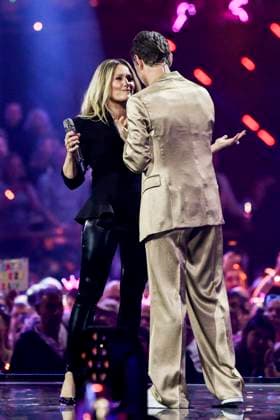 abb Florian Silbereisen presenter and Helene Fischer singer on stage at the ARD TV LIve program at the Schlagerchampions 2026 Das Grosse Fest der Besten on stage at the Velodrom on 10 01 2026 in Berlin Berlin Germany